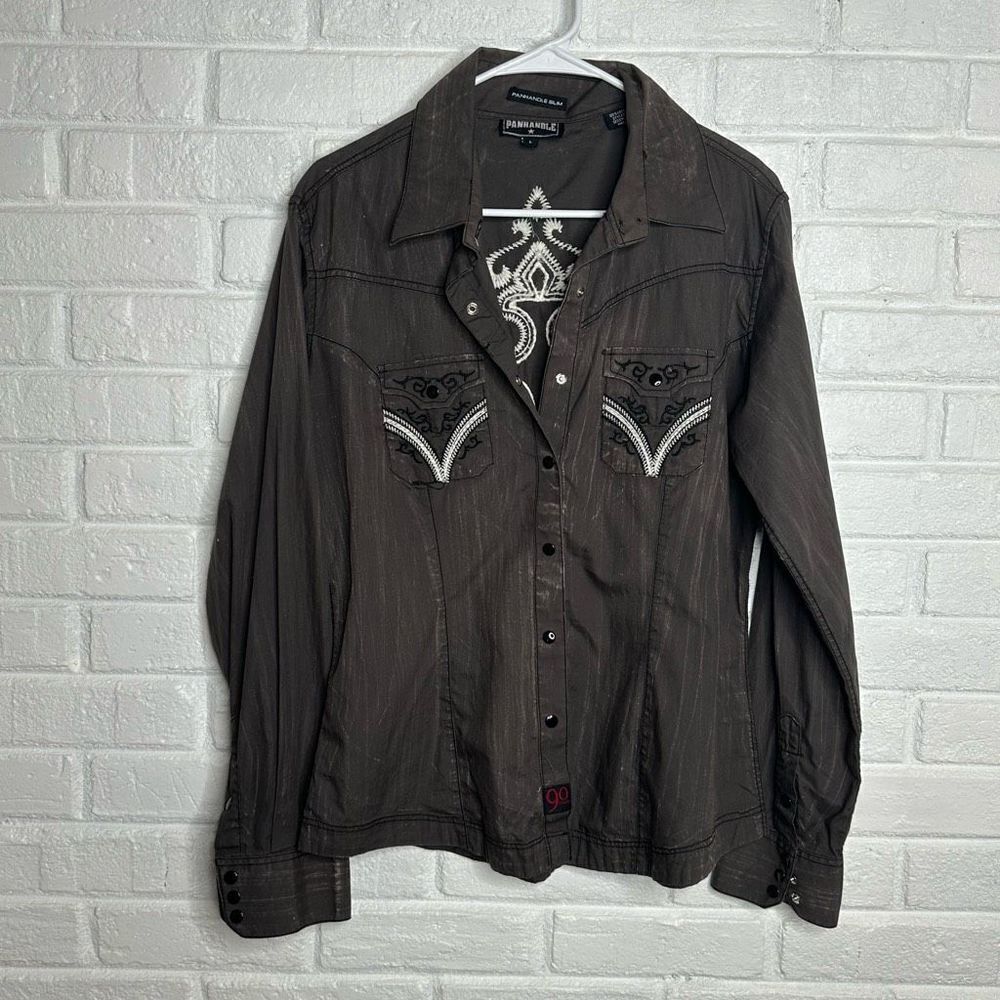Panhandle Slim Western Button Down Shirt Cross size Large